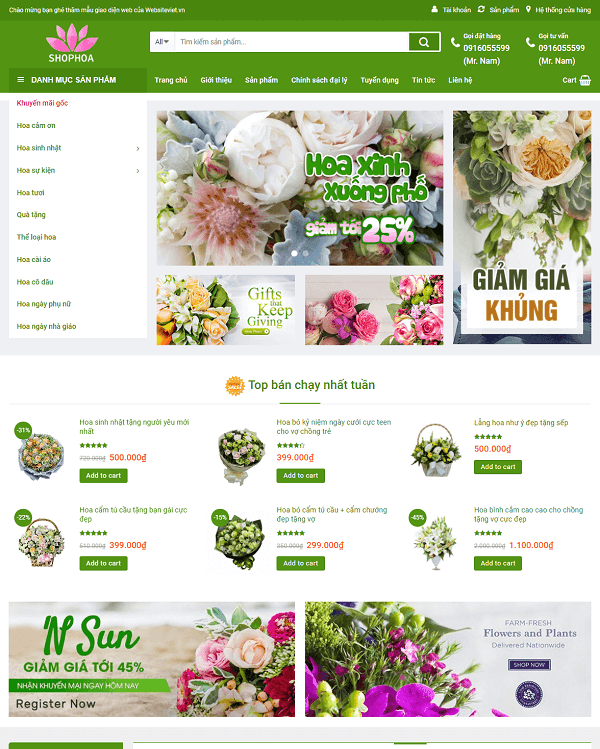 Thiết kế website shop hoa