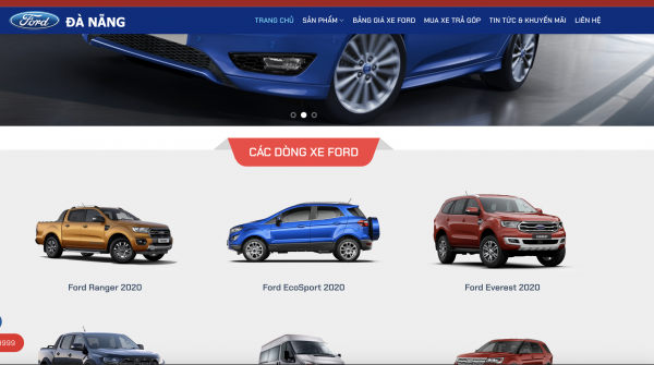 Theme wordpress showroom ô tô ford Đà Nẵng